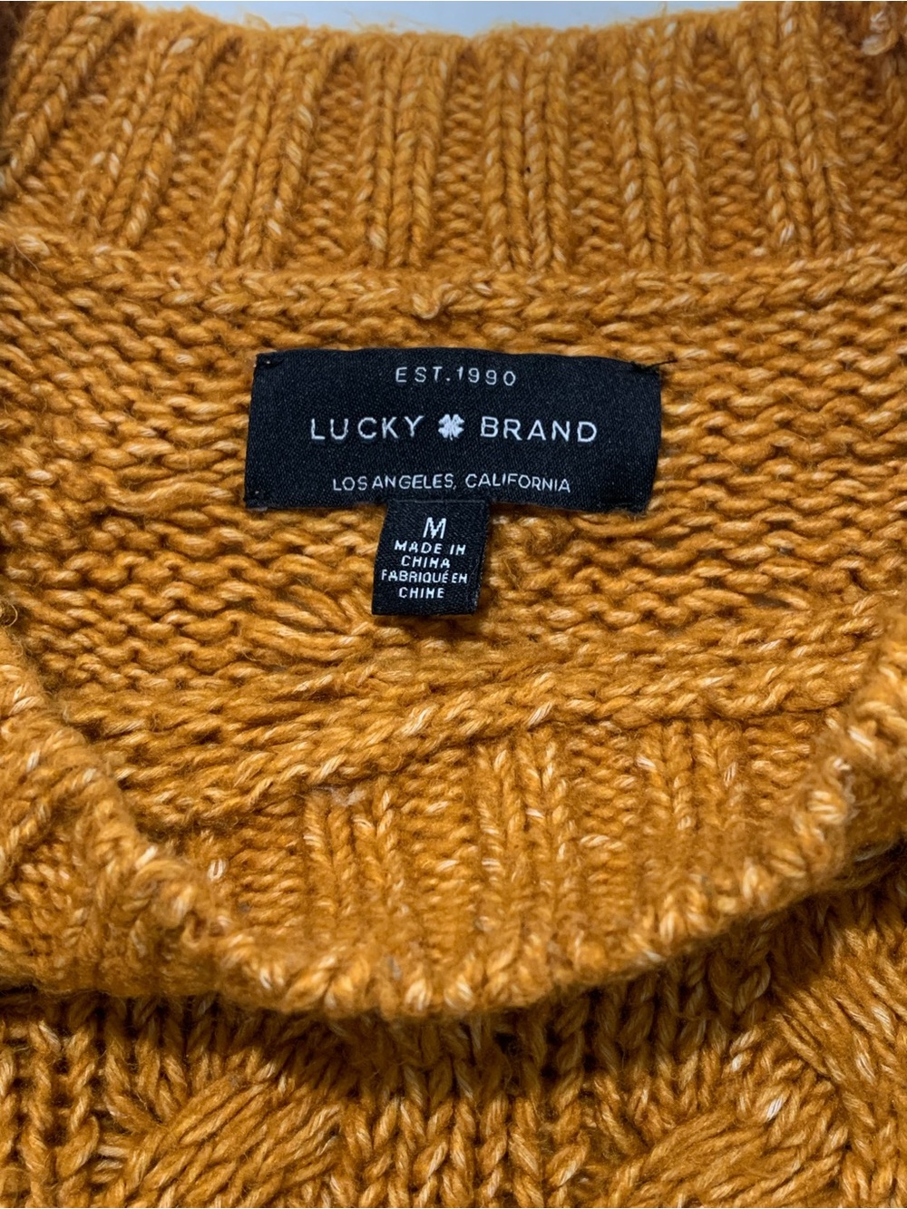 Lucky Brand Women's Soft Quinn Cable Knit Sweater, Mustard, Boxy Cropped Cozy, M - Picture 3 of 7
